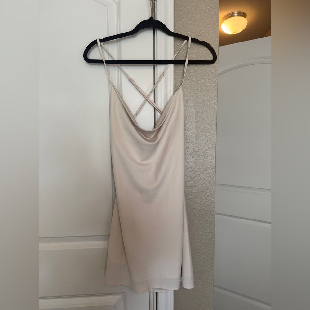 Le Lis Cream Cowl Neck Slip Dress